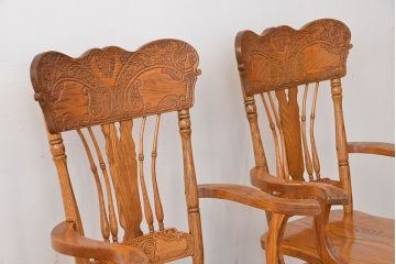 ★中古 IDC大塚家具取扱品 Shin-Lee(シンリー) オーク材ダイニングアームチェア2脚セット(椅子/イス)