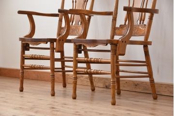 ★中古 IDC大塚家具取扱品 Shin-Lee(シンリー) オーク材ダイニングアームチェア2脚セット(椅子/イス)