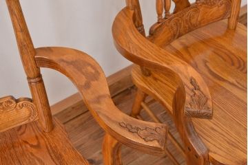 ★中古 IDC大塚家具取扱品 Shin-Lee(シンリー) オーク材ダイニングアームチェア2脚セット(椅子/イス)