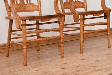 ★中古 IDC大塚家具取扱品 Shin-Lee(シンリー) オーク材ダイニングアームチェア2脚セット(椅子/イス)
