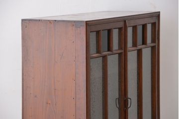 アンティーク家具　大正ロマン 色ガラス入り かわいい本箱(ブックケース、収納棚)
