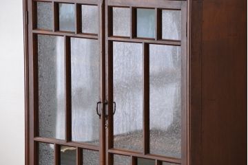 アンティーク家具　大正ロマン 色ガラス入り かわいい本箱(ブックケース、収納棚)