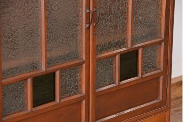 アンティーク家具　大正ロマン 色ガラス入り かわいい本箱(ブックケース、収納棚)