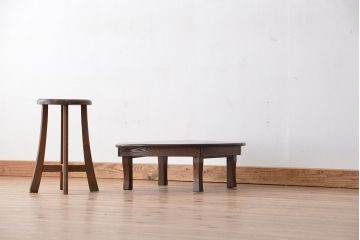 レトロ家具　昭和レトロ 折り畳み式 小振りな丸型ちゃぶ台