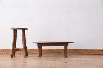レトロ家具　昭和レトロ 折り畳み式 小振りな丸型ちゃぶ台
