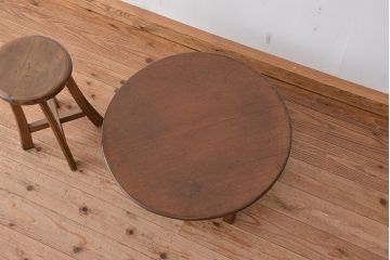 レトロ家具　昭和レトロ 折り畳み式 小振りな丸型ちゃぶ台
