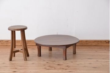 レトロ家具　昭和レトロ 折り畳み式 小振りな丸型ちゃぶ台