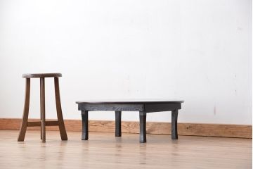 レトロ家具　昭和レトロ 折り畳み式!小振りな丸型ちゃぶ台
