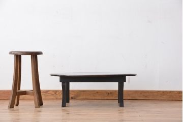 レトロ家具　昭和レトロ 折り畳み式!小振りな丸型ちゃぶ台