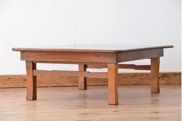 アンティーク家具　古民具・骨董 天板一枚板 古い栓材の角ちゃぶ台