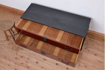 アンティーク家具　古民具・骨董　明治〜大正時代　上品な時代箪笥ローボード(ローチェスト・刀箪笥)