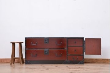 アンティーク家具　古民具・骨董　明治〜大正時代　漆のキレイな　時代箪笥ローボード?(ローチェスト・刀箪笥)