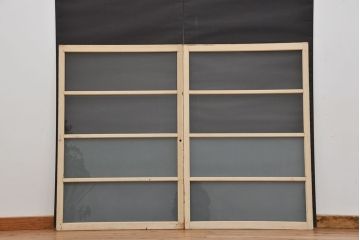 アンティーク ペンキの剥げたシンプルなガラス戸 2枚セット(1)(窓・引き戸)