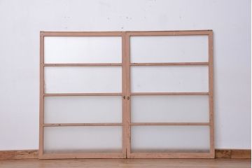アンティーク ペンキの剥げたシンプルなガラス戸 2枚セット(1)(窓・引き戸)