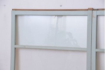 アンティーク ペンキの剥げたシンプルなガラス戸 2枚セット(窓、引き戸)