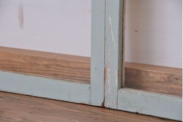 アンティーク ペンキの剥げたシンプルなガラス戸 2枚セット(窓、引き戸)