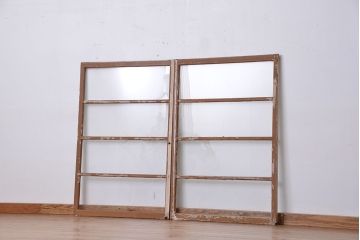 アンティーク ペンキの剥げたシンプルなガラス戸 2枚セット(2)(窓・引き戸)