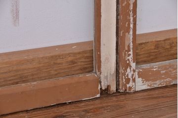 アンティーク ペンキの剥げたシンプルなガラス戸 2枚セット(2)(窓・引き戸)