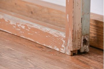 アンティーク ペンキの剥げたシンプルなガラス戸 2枚セット(2)(窓・引き戸)
