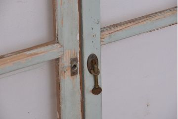 アンティーク ペンキの剥げたシンプルなガラス戸 2枚セット(2)(窓・引き戸)