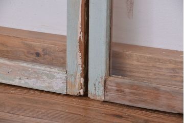 アンティーク ペンキの剥げたシンプルなガラス戸 2枚セット(2)(窓・引き戸)