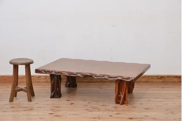 アンティーク家具　アンティーク　唐木一枚板!ずっしりとした座卓(机/テーブル)
