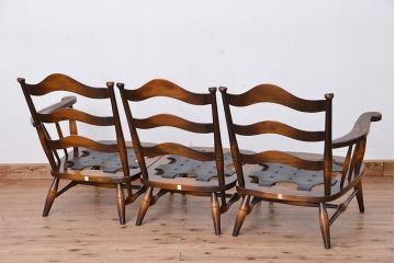 【傷みあり】中古 飛騨産業キツツキマーク 3人掛けソファ(トリプルソファ)