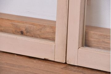 アンティーク　古い木のシンプルなペイントガラス引き戸 2枚セット(1)(窓/ガラス戸)