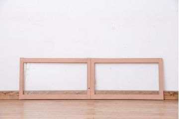 アンティーク　古い木のシンプルなペイントガラス引き戸 2枚セット?(窓/ガラス戸)