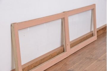 アンティーク　古い木のシンプルなペイントガラス引き戸 2枚セット?(窓/ガラス戸)