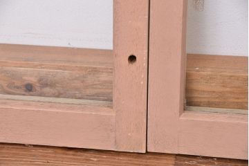 アンティーク　古い木のシンプルなペイントガラス引き戸 2枚セット?(窓/ガラス戸)