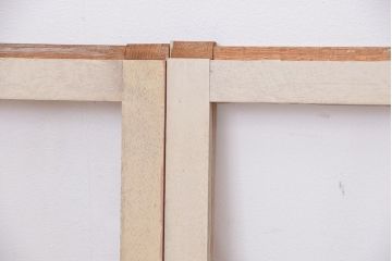 アンティーク　古い木のシンプルなペイントガラス引き戸 2枚セット?(窓/ガラス戸)