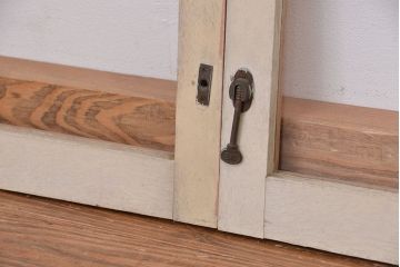 アンティーク　古い木のシンプルなペイントガラス引き戸 2枚セット?(窓/ガラス戸)