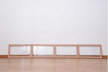 アンティーク　古い木のシンプルなペイントガラス引き戸 4枚セット(窓/ガラス戸)