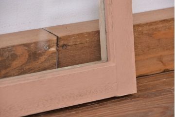 アンティーク　古い木のシンプルなペイントガラス引き戸 4枚セット(窓/ガラス戸)