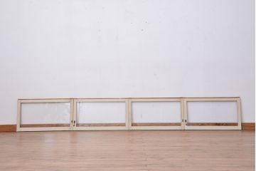 アンティーク　古い木のシンプルなペイントガラス引き戸 4枚セット(窓/ガラス戸)