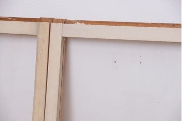 アンティーク　古い木のシンプルなペイントガラス引き戸 4枚セット(窓/ガラス戸)