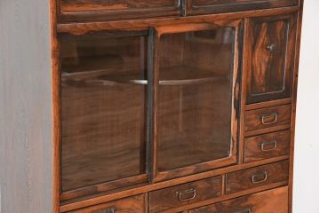 アンティーク家具　☆古民具・骨董　前面黒柿材貼り　二段重ね茶箪笥(茶棚、飾り棚)