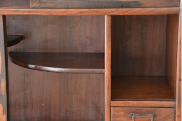 アンティーク家具　☆古民具・骨董　前面黒柿材貼り　二段重ね茶箪笥(茶棚、飾り棚)