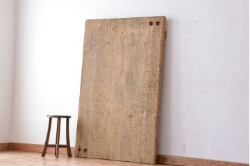 アンティーク家具　1960年代　使い込まれた　ナラ材総無垢　極厚天板(3)(古材、テーブル、材料)