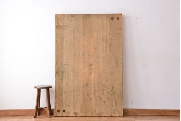 アンティーク家具　1960年代　使い込まれた　ナラ材総無垢　極厚天板(4)(古材、テーブル、材料)
