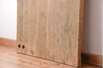 アンティーク家具　1960年代　使い込まれた　ナラ材総無垢　極厚天板(4)(古材、テーブル、材料)