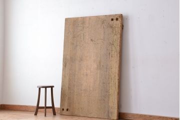 アンティーク家具　1960年代　使い込まれた　ナラ材総無垢　極厚天板(5)(古材、テーブル、材料)