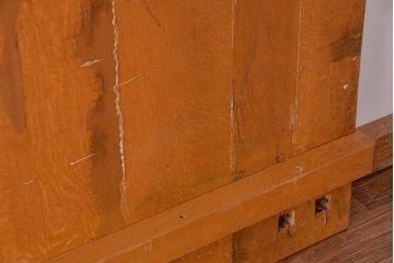 アンティーク家具　1960年代　使い込まれた　ナラ材総無垢　極厚天板(5)(古材、テーブル、材料)