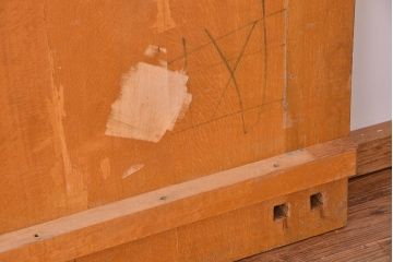 アンティーク家具　1960年代　使い込まれた　ナラ材総無垢　極厚天板(9)(古材、テーブル、材料)