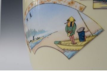 アンティーク雑貨　オールドノリタケ・東海道五十三次火鉢(日陶・昭和10年)