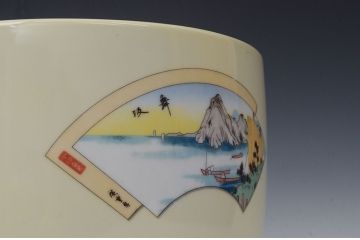 アンティーク雑貨　オールドノリタケ・東海道五十三次火鉢(日陶・昭和10年)