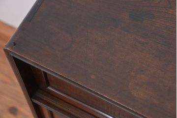 アンティーク家具　古民具・骨董　特別注文造り　前面黒柿材　上質な時代書箱(収納棚、本箱)