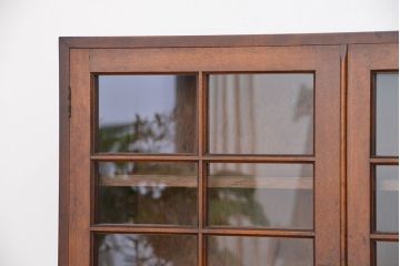 レトロ家具　昭和レトロ　シンプルなデザインの無垢材食器棚(収納棚、本箱、ブックケース)