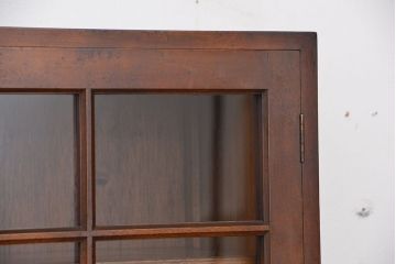レトロ家具　昭和レトロ　シンプルなデザインの無垢材食器棚(収納棚、本箱、ブックケース)